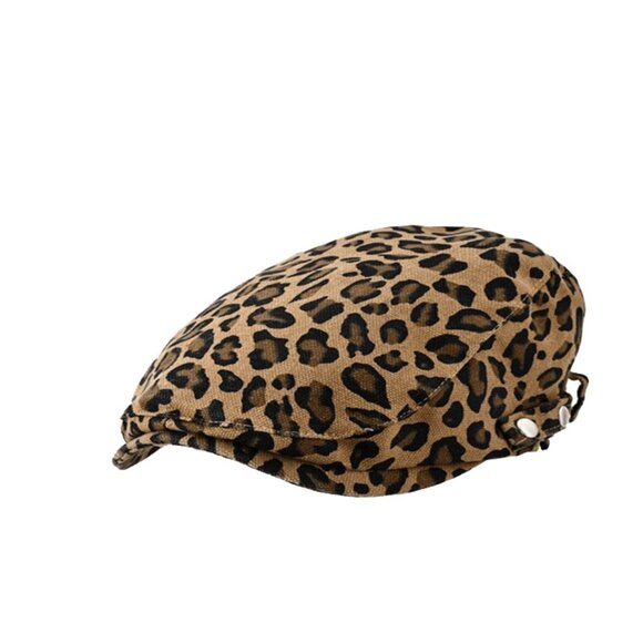 Women's Cotton Leopard Print Newsboy Hat – Stylish Baker Boy Cap - Picture 2 of 2